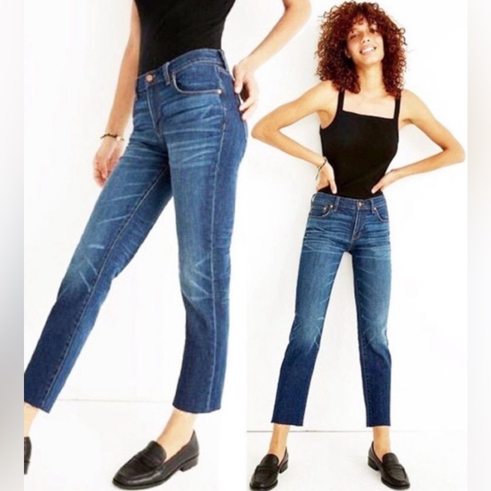 Madewell the slim boy jean with a raw hem and mid washed rise Blue size 27